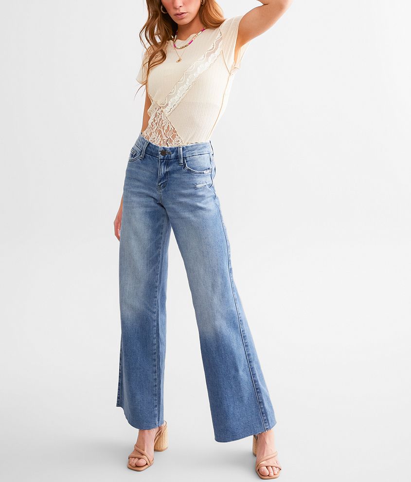 Ververt Olivia - Light Wash Wide-Leg Jeans - Raw Hem Jeans - Lulus