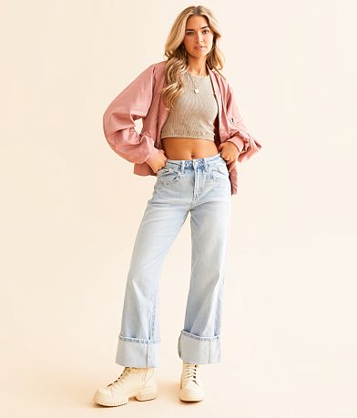 VERVET Kris Baggy Cropped Wide Leg Jean front view