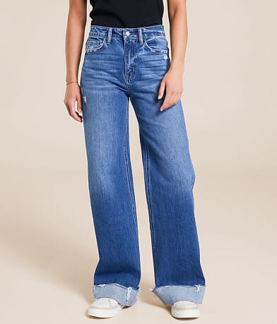 VERVET Kris Baggy Wide Leg Stretch Cuffed Jean front view