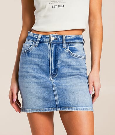 VERVET Claudia Denim Stretch Mini Skirt front view