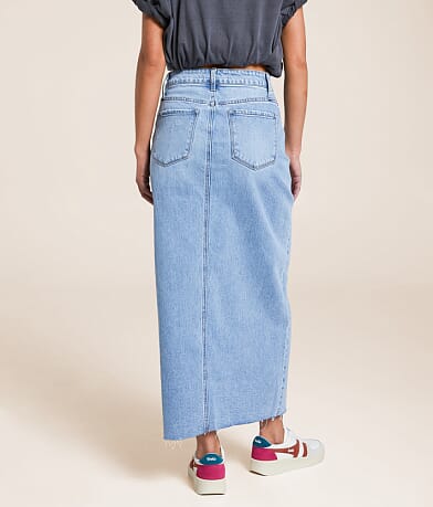 VERVET Claudia High Rise Midi Denim Skirt BACK