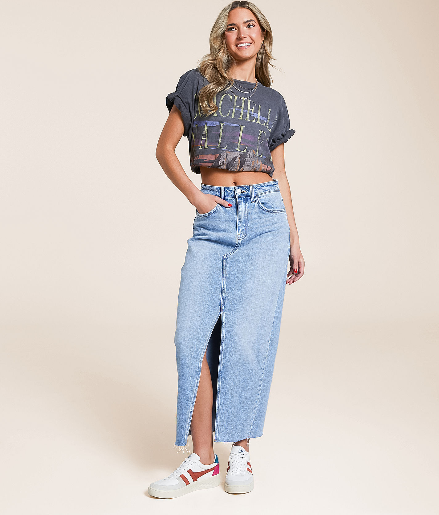 の 人気アイテムランキング Midi Rise High Claudia VERVET Denim Skirts Women's - Skirt スカート