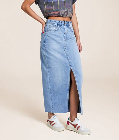 VERVET Claudia High Rise Midi Denim Skirt FULL_RIGHT_SIDE