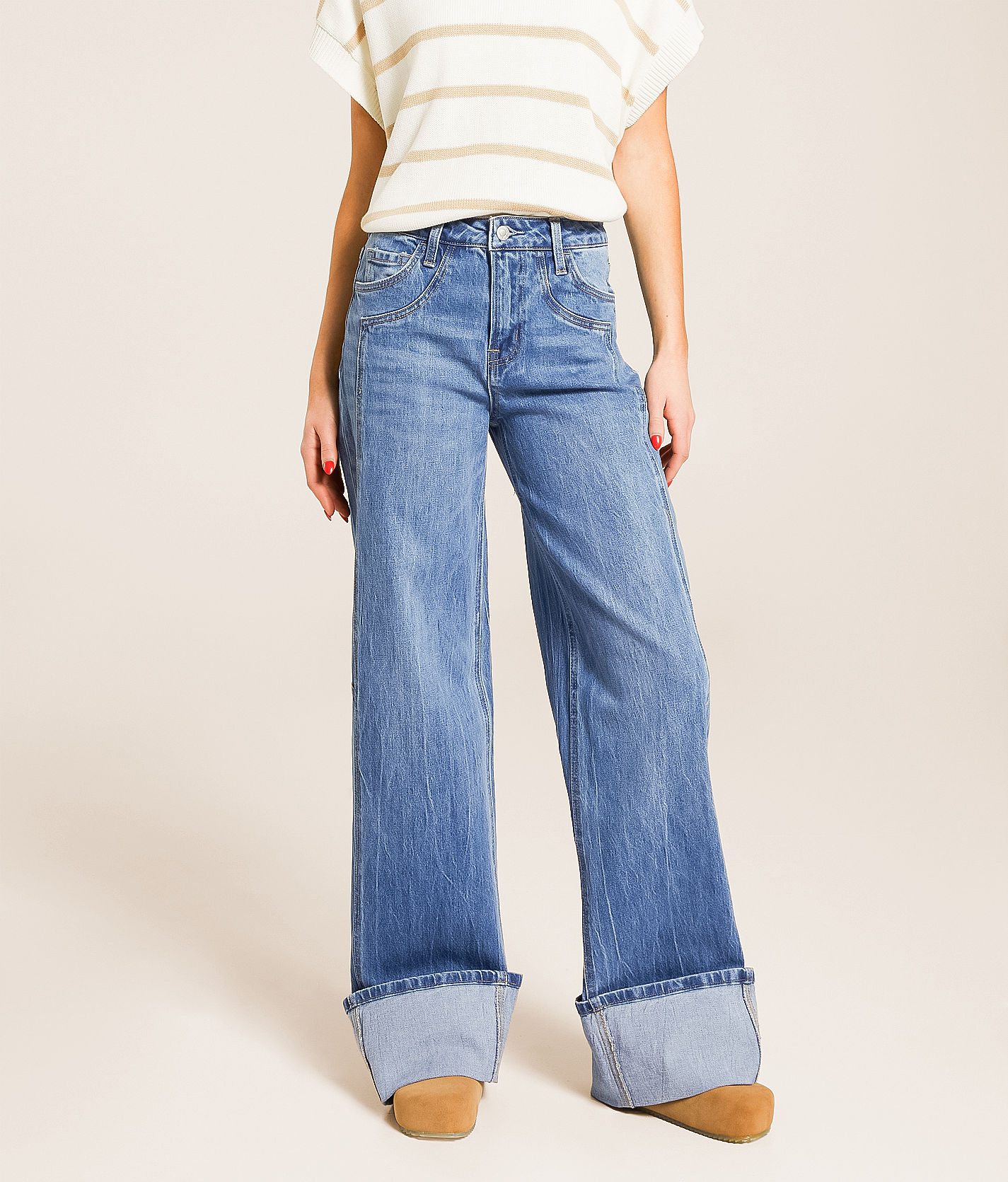 VERVET by Flying Monkey Kris Baggy Wide Leg Cuffed Jean - Women's