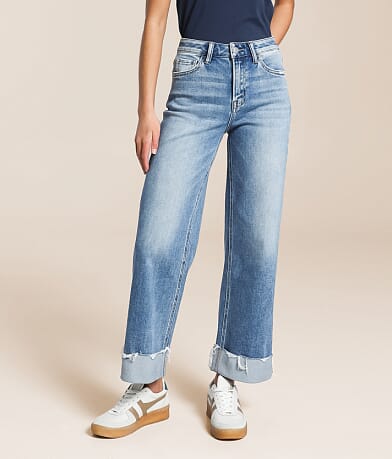 VERVET Kris Baggy Cropped Wide Leg Stretch Jean front view