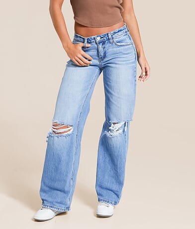 VERVET Aubrey Low Rise Baggy Wide Leg Strech Jean front view