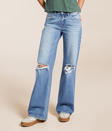 VERVET Aubrey Low Rise Baggy Wide Leg Strech Jean front view