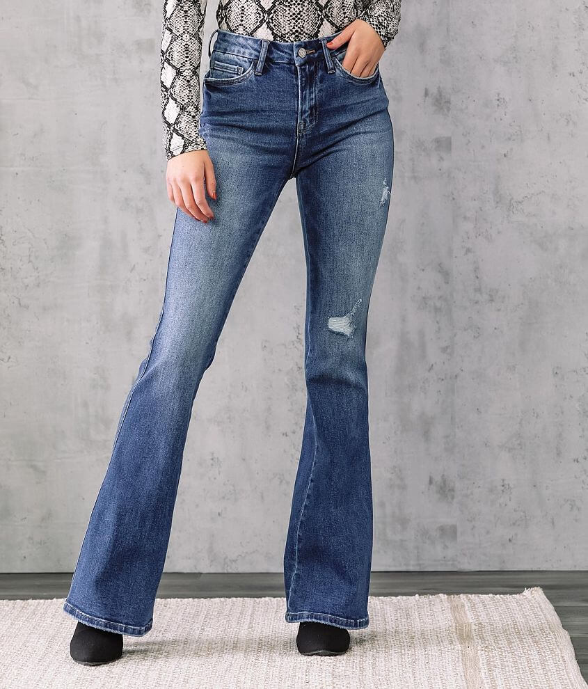 VERVET High Rise Flare Stretch Jean front view