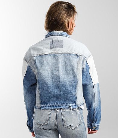 VERVET Color Block Denim Jacket back view