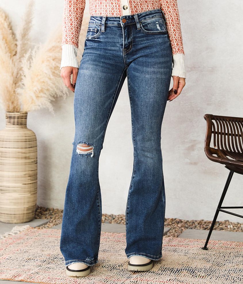VERVET Mid-Rise Flare Stretch Jean front view