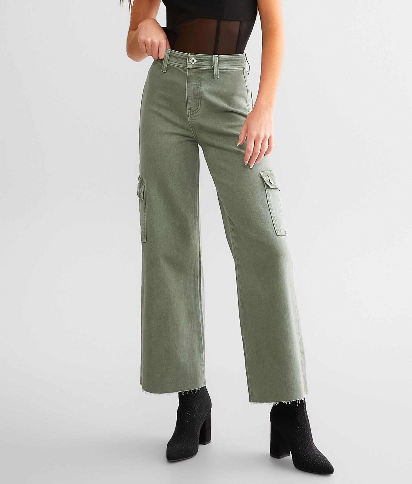Gothic Black Cargo Pant with Wide Leg - QWEEK Hip Hop Punk