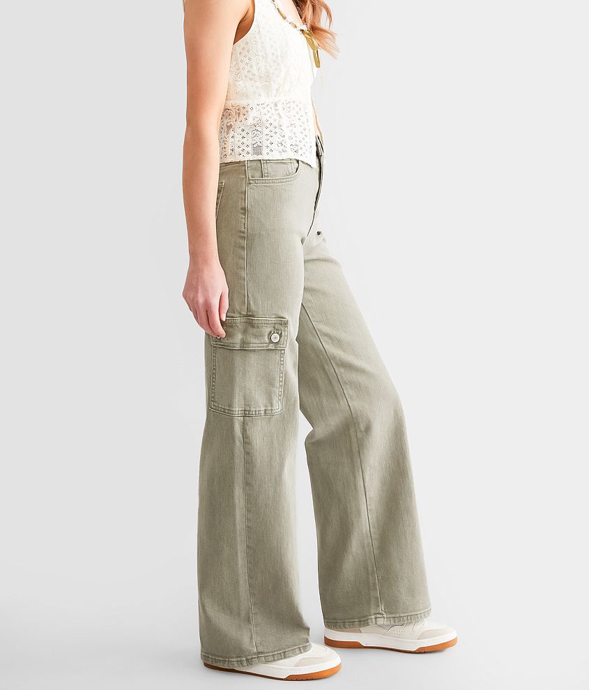 VERVET Lindsey Wide Leg Stretch Cargo Pant front view