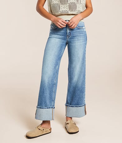 VERVET Olivia Mid-Rise Cropped Wide Leg Stretch Jean front view