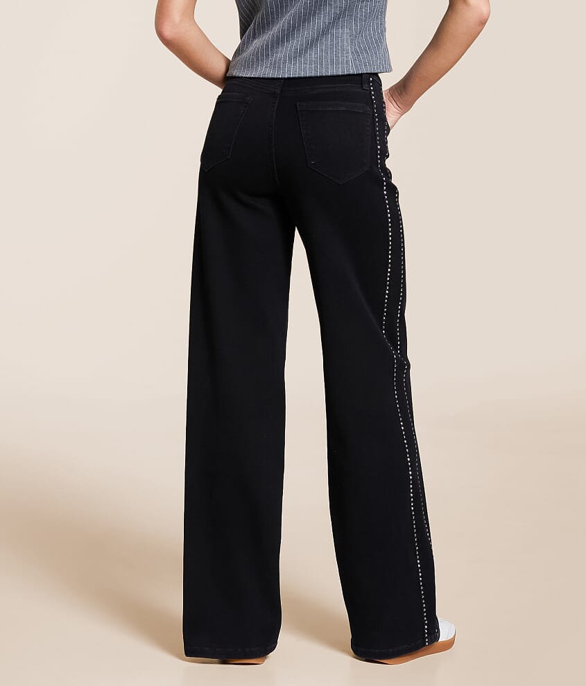 Olivia Rhinestone High Rise Wide Leg Stretch Jean