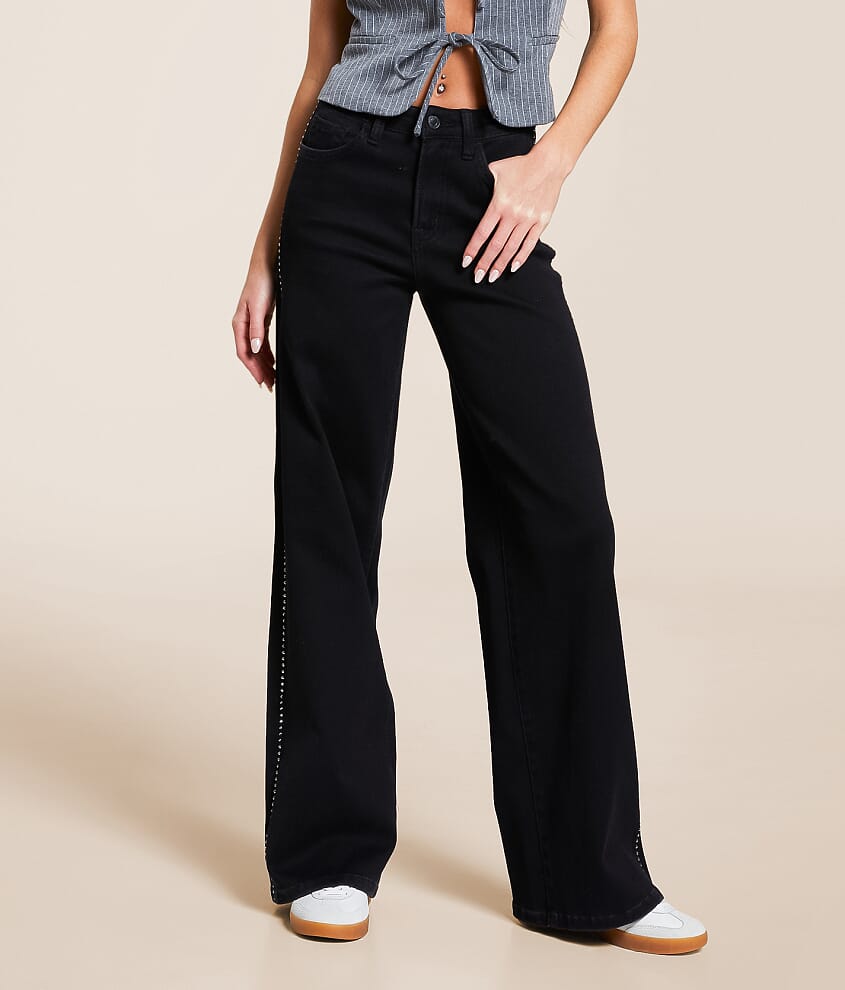 Olivia Rhinestone Wide Leg Jean - thumbnail 2