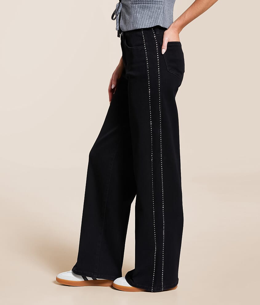 Olivia Rhinestone Wide Leg Jean - thumbnail 3