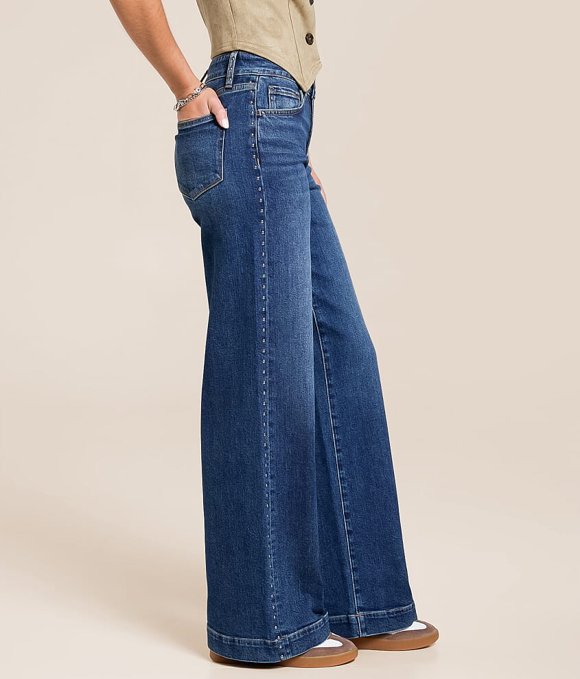 Olivia Studded Wide Leg Stretch Jean - thumbnail 2