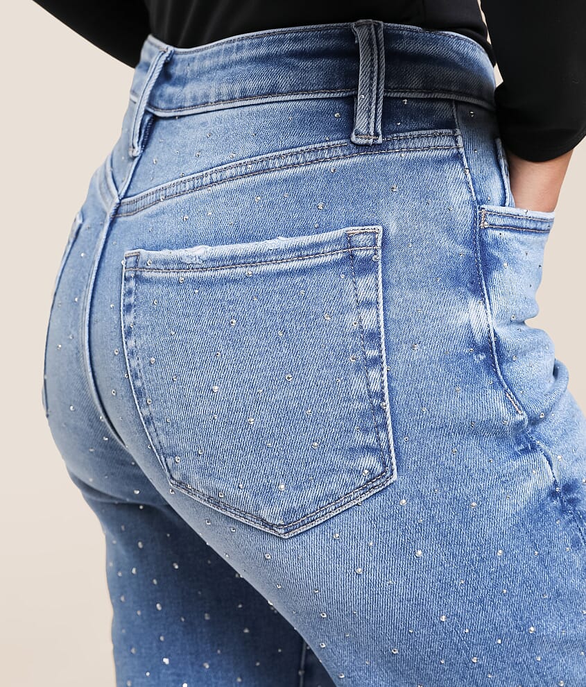 Evie Rhinestone High Rise Classic Straight Jean