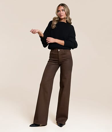 VERVET Olivia Coated High Rise Wide Leg Stretch Jean front view