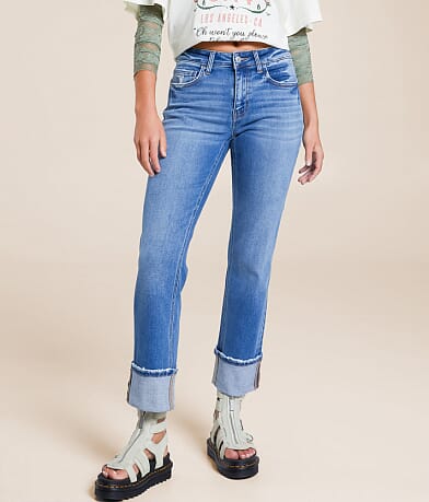 VERVET Evie Mid-Rise Cropped Straight Stretch Jean front view