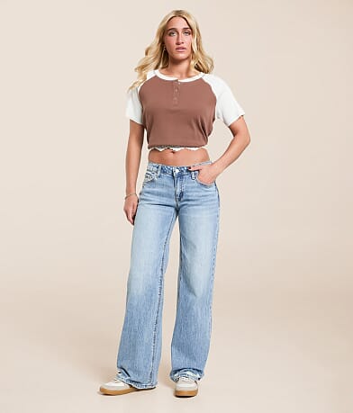 VERVET Kris Baggy Low Rise Stretch Jean front view