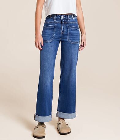 VERVET Olivia High Rise Cropped Wide Leg Stretch Jean front view