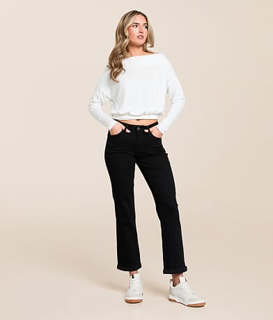 VERVET Evie Mid-Rise Cropped Straight Stretch Jean front view