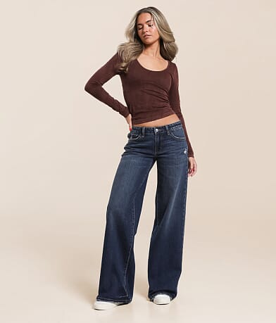 VERVET V-Front Wide Leg Stretch Jean front view