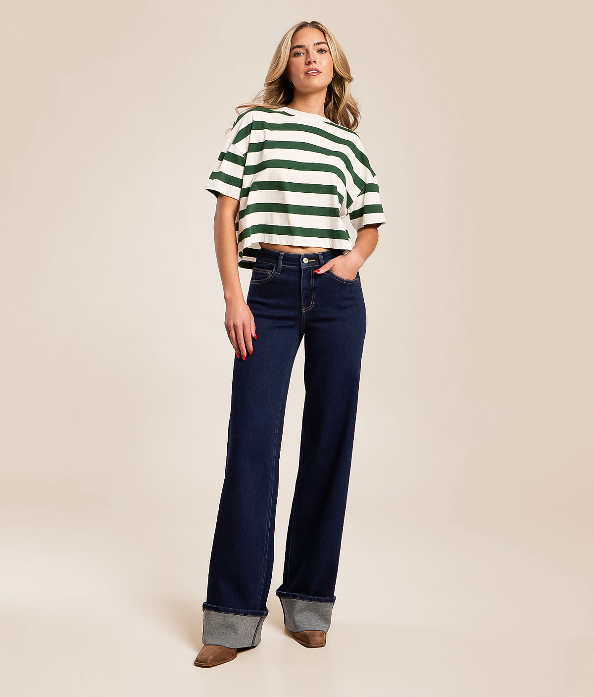 VERVET by Flying Monkey Kate Mid-Rise Wide Leg Stretch Jean — Brilliant Jewel by Buckle