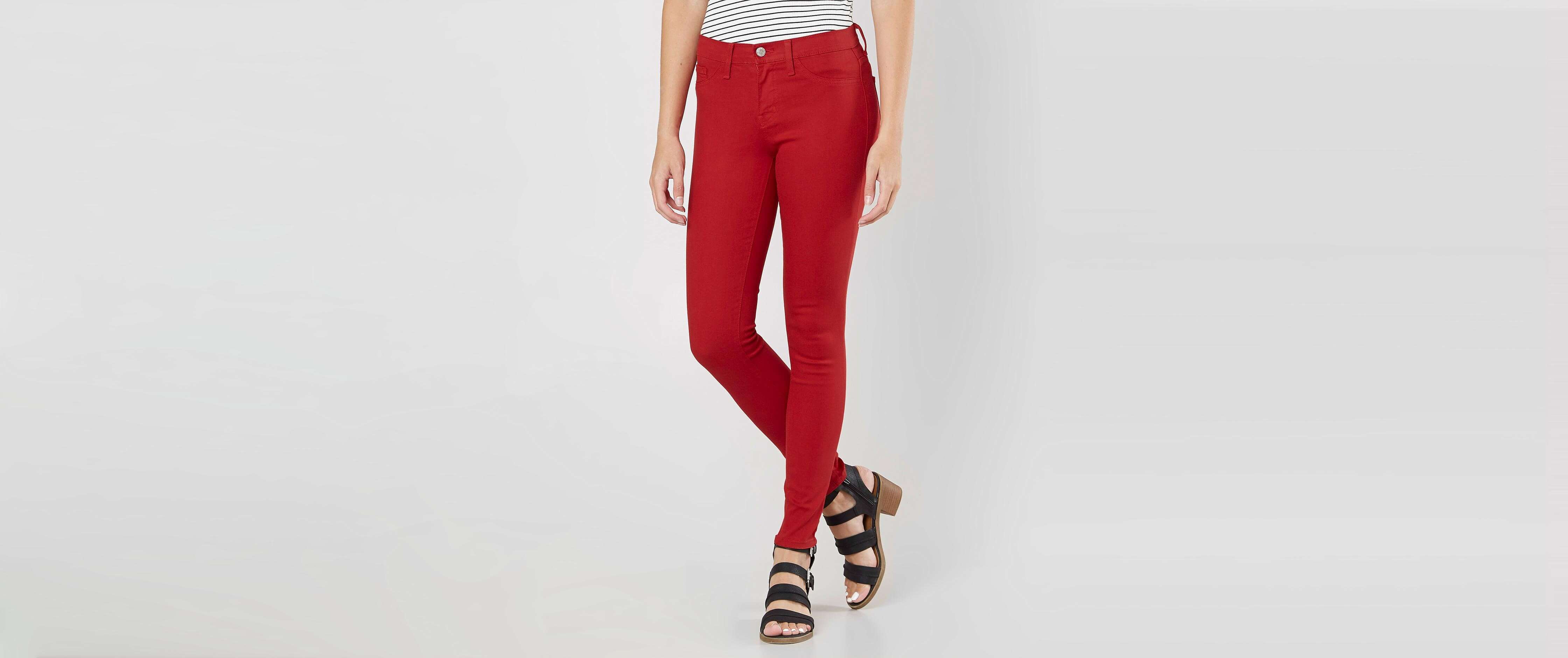 red womens skinny jeans