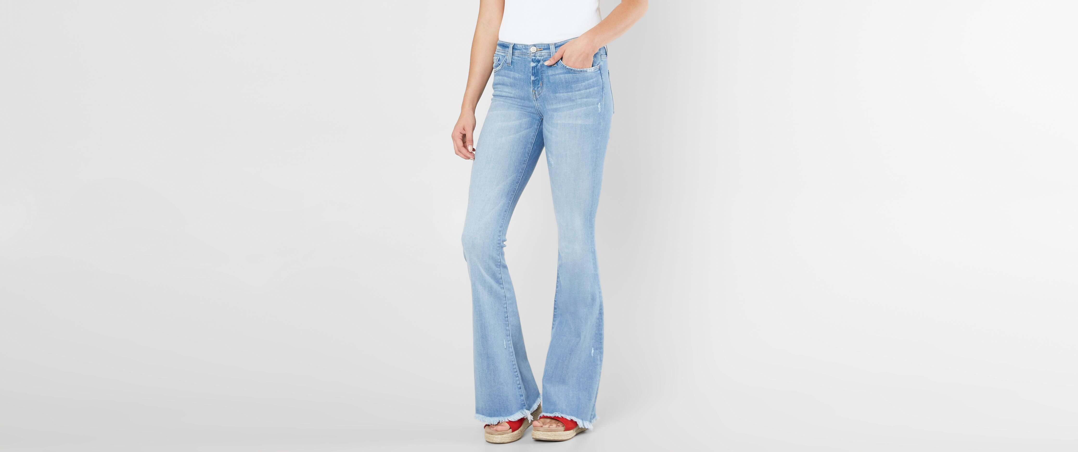 mid rise flare leg jeans