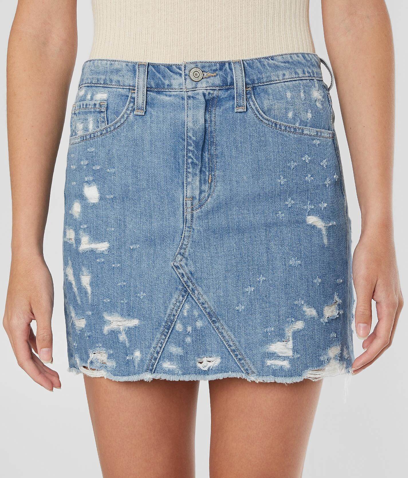 buckle denim skirt