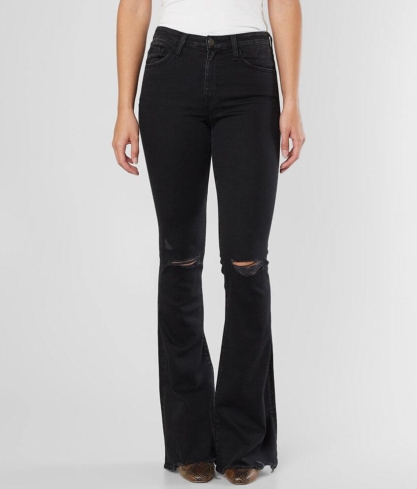 Flying Monkey High Rise Flare Stretch Jean - Women's Jeans in Black Bird