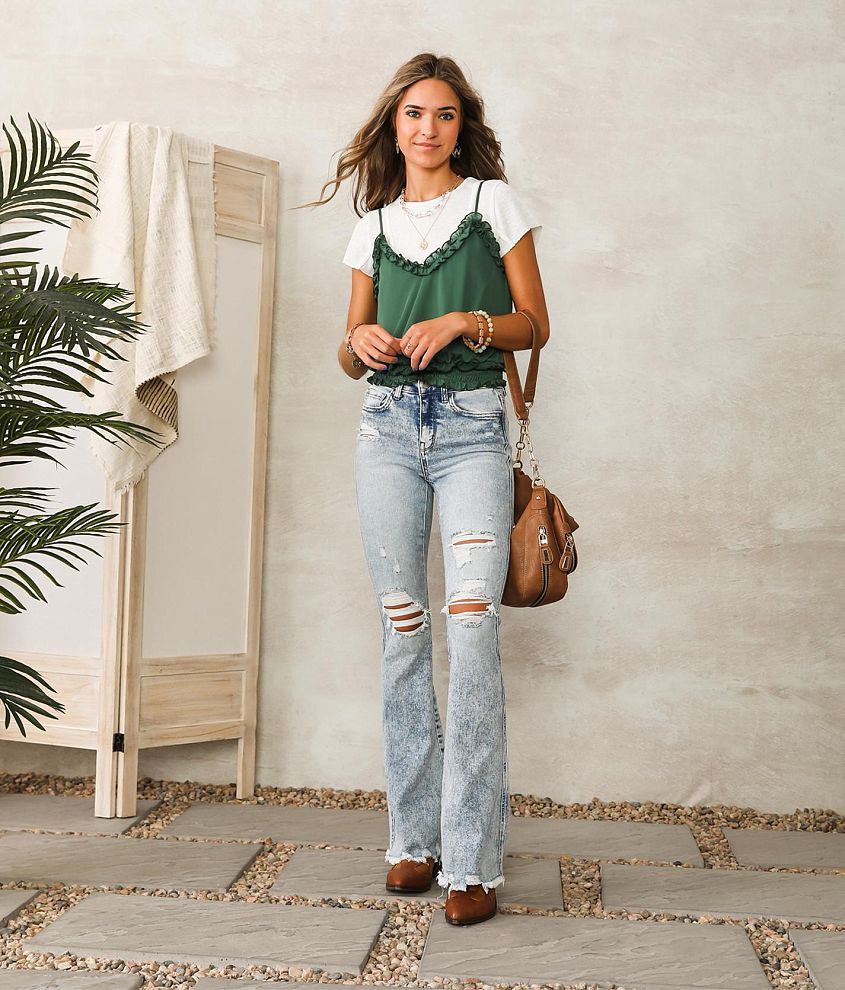 Mid-Rise Flare Stretch Jean