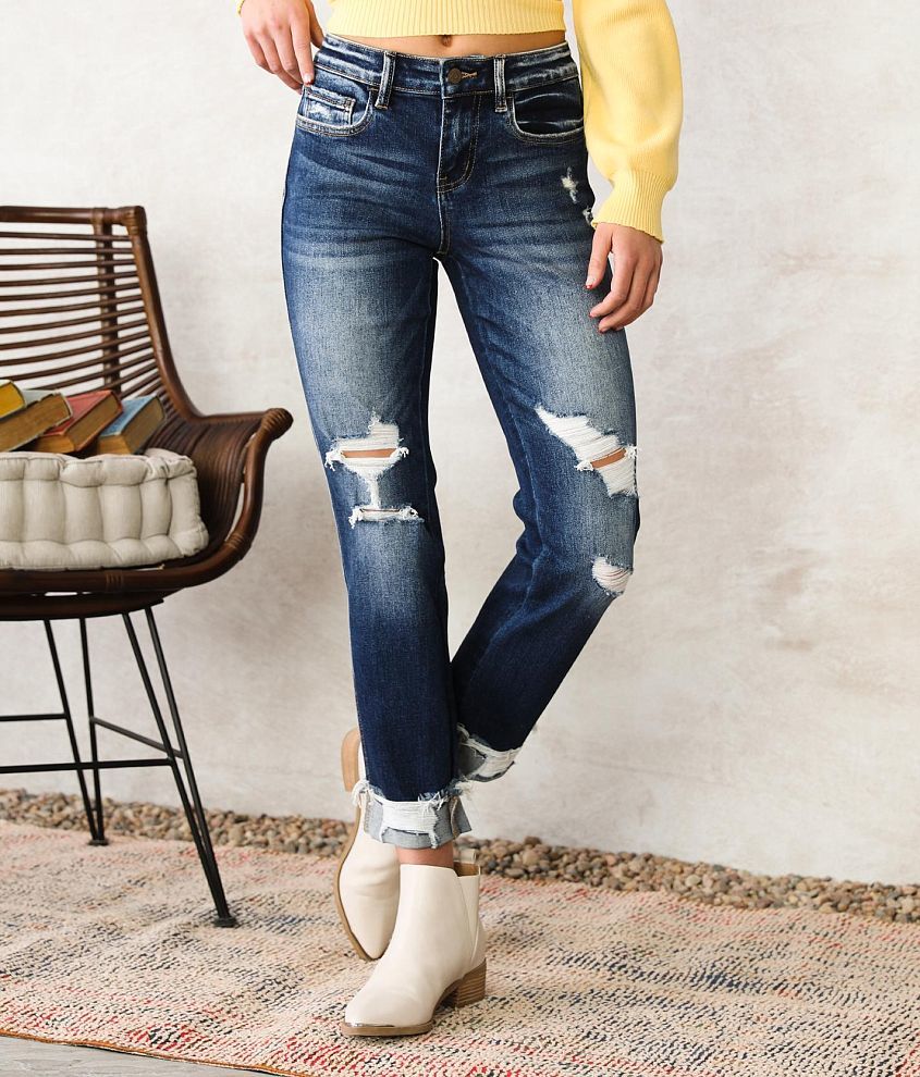 Flying Monkey Mid-Rise Ankle Straight Stretch Jean front view