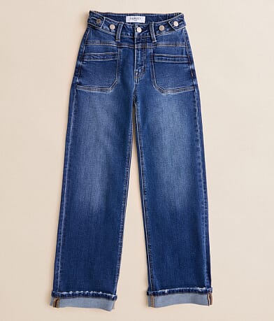 VERVET Girls - Mini Olivia Cropped Wide Leg Cuffed Jean front view