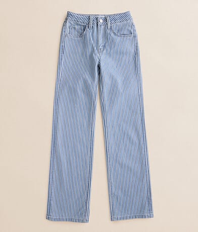 VERVET Girls - Mini Olivia Striped Wide Leg Stretch Jean front view