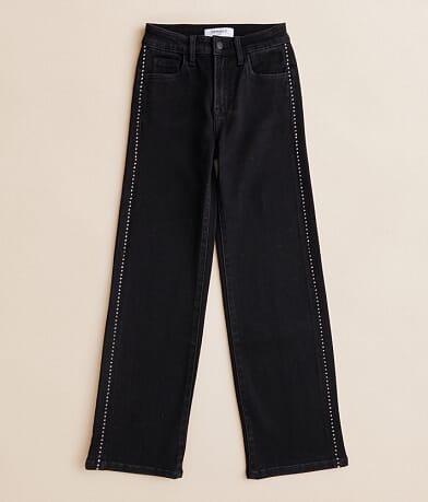 VERVET Girls - Mini Olivia Rhinestone Wide Leg Stretch Jean front view