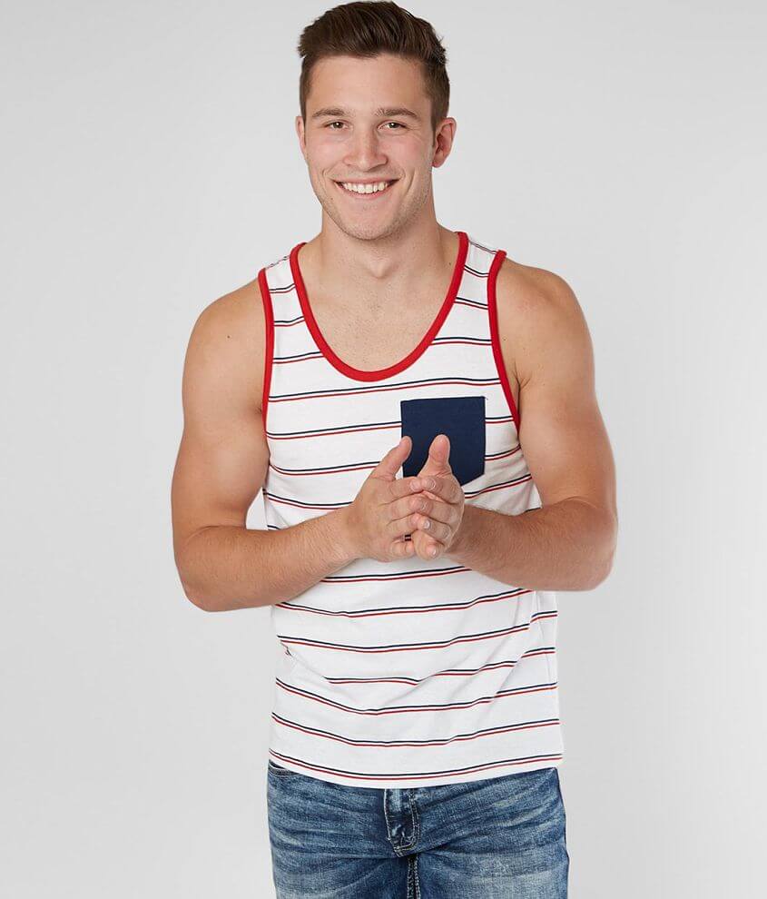 leninismen plantageejer Hæderlig PX Striped Tank Top - Men's Tank Tops in White Red Navy | Buckle