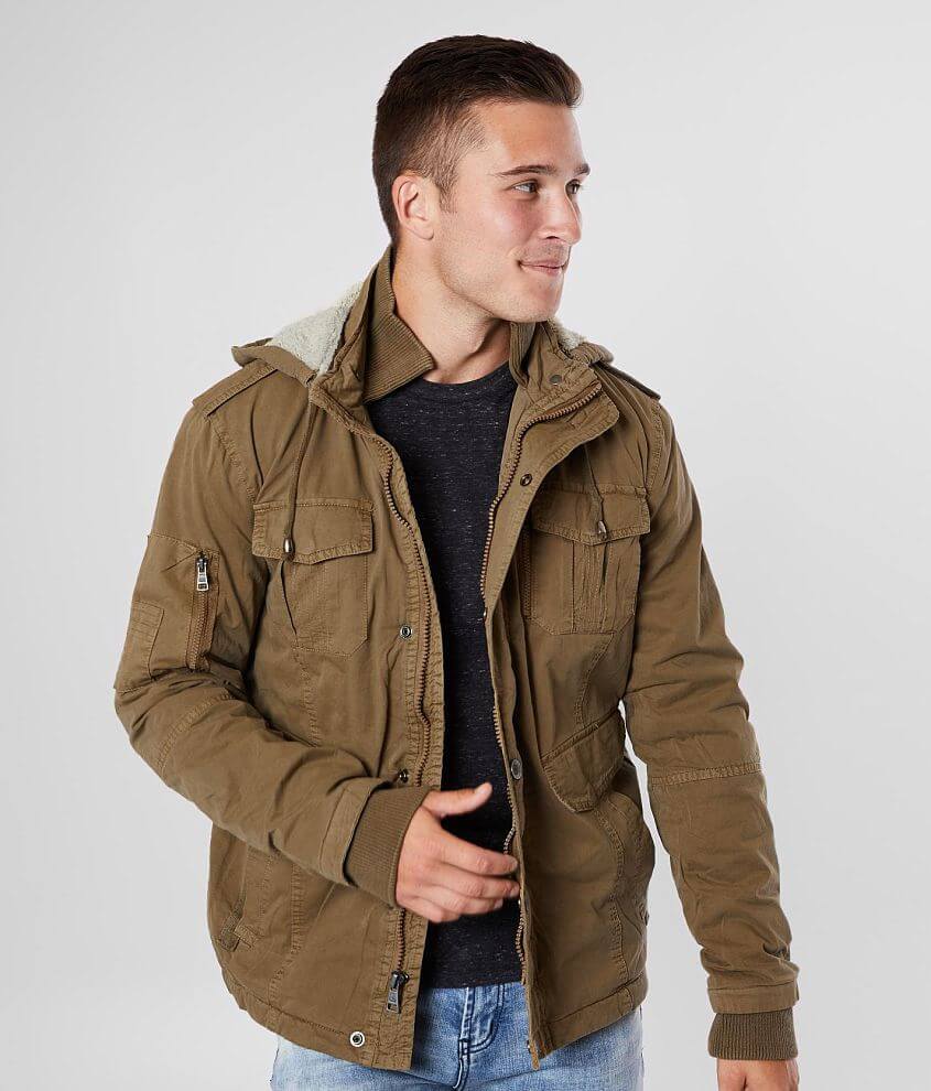 BKE Washed Canvas Hooded Jacket front view