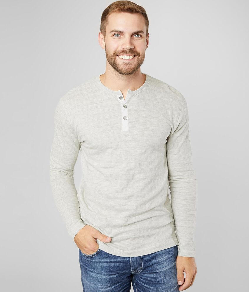 BKE Tonal Embroidered Henley - Men's T-Shirts in Cream | Buckle