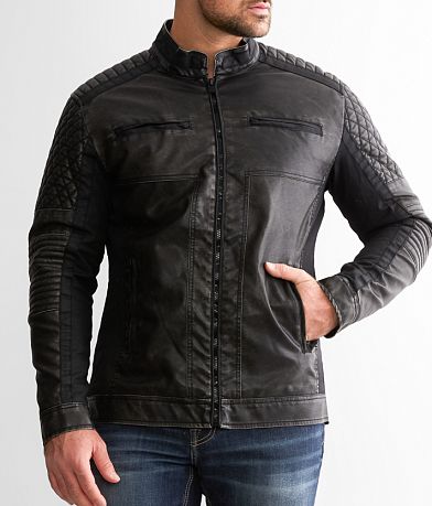 Buckle Black Faux Quilted Leather Jacket MISC_DETAIL_2