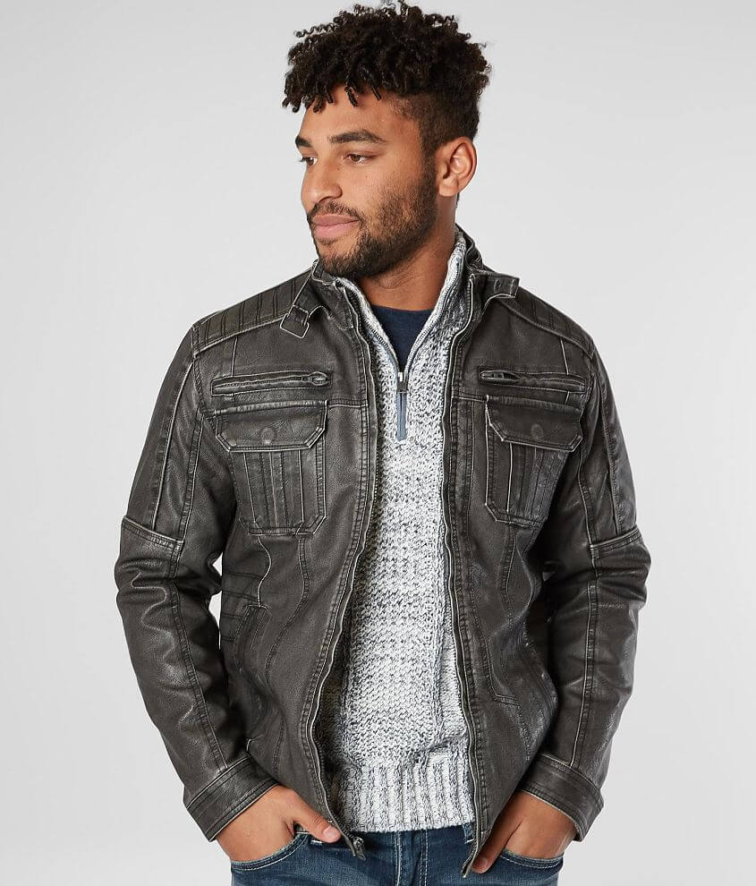 Buckle Black Washed Faux Leather Jacket - Men's Coats/Jackets in ...