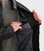Buckle Black Perforated Faux Leather Jacket - Men's Coats