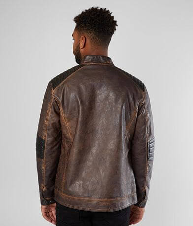 Buckle Black Moto Faux Leather Jacket BACK