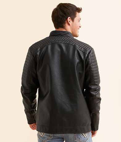 Buckle Black Faux Leather Jacket BACK