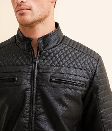 Buckle Black Faux Leather Jacket MISC_DETAIL_1