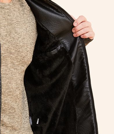 Buckle Black Faux Leather Jacket MISC_DETAIL_2