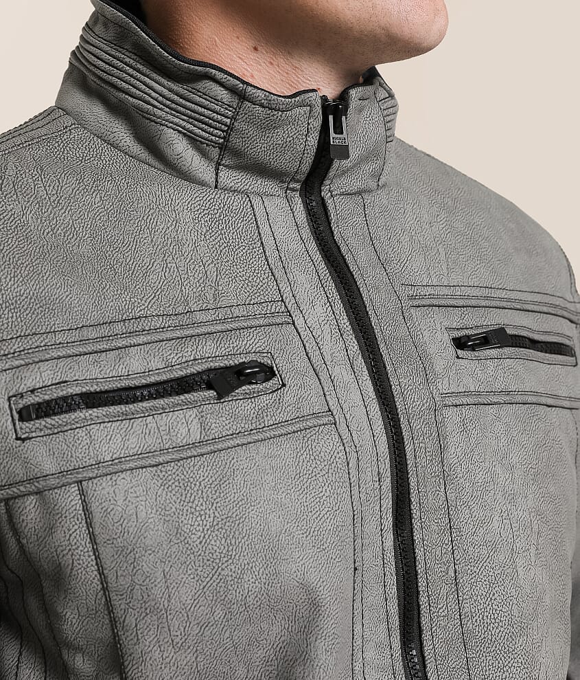 Distressed Faux Leather Hooded Jacket