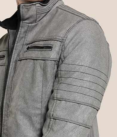 Distressed Faux Leather Hooded Jacket thumbnail 6